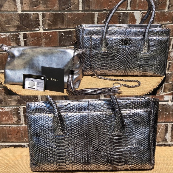 CHANEL Handbags - Chanel Metallic Python Cerf Tote Medium